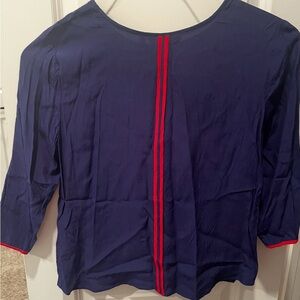 Boden Blue and Red Boxy Blouse